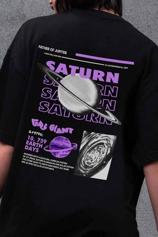 Жіноча Оверсайз Футболка Without З Принтом Saturn Black 8056292 фото