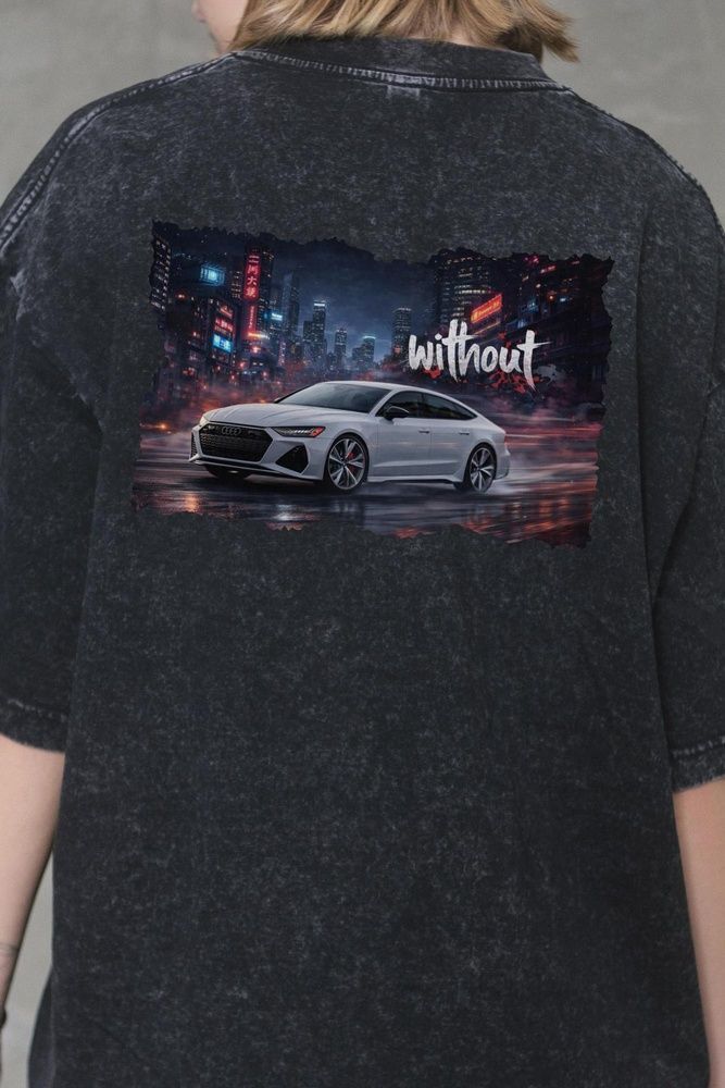 Жіноча Виварена Оверсайз Футболка Without Washed З Принтом Gray Audi Black 8056335 фото