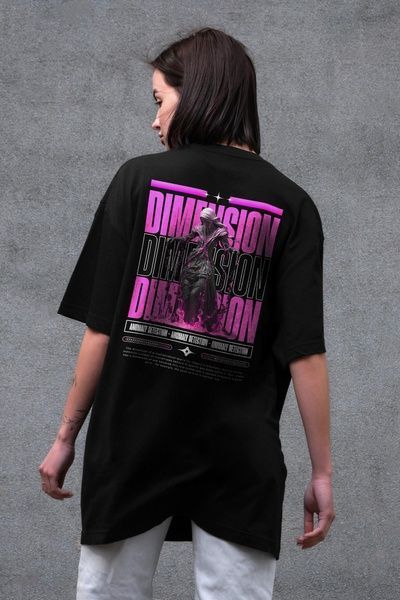Женская Оверсайз Футболка С Принтом Without Dimension Black 8049463 фото