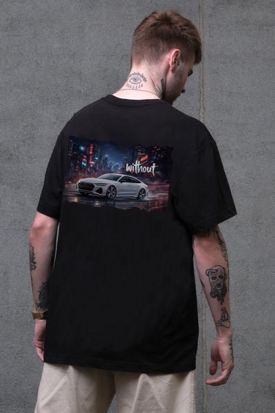 Чоловіча Оверсайз Футболка Without З Принтом Gray Audi Black 8056243 фото